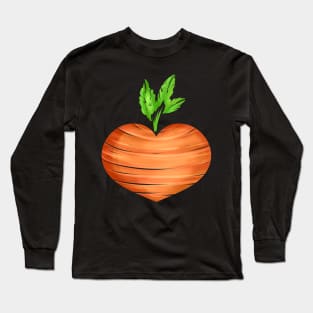 Carrot In Heart Shape - Vegetarian - Go Vegan Long Sleeve T-Shirt